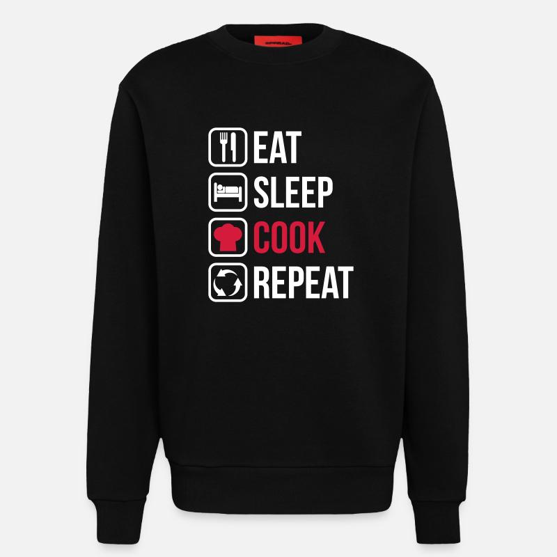 Eat Sleep Cook Repeat - Sweatshirt - made by SPREAD - SOLID BLACK