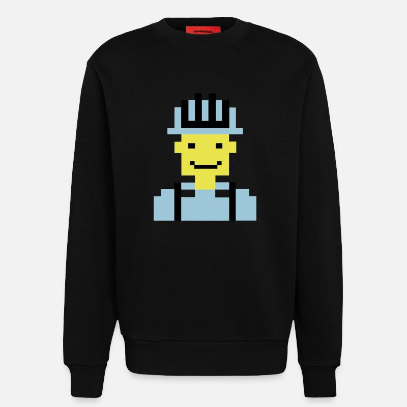 Construction Worker Pixel 01 - Sweatshirt - made by SPREAD  - SOLID BLACK