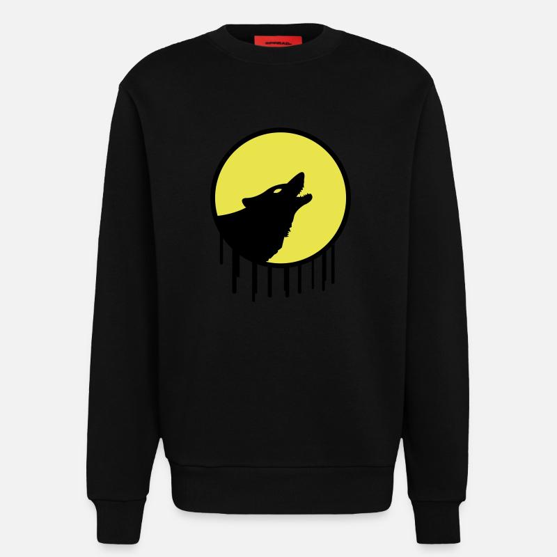 wolf vollmond - Sweatshirt - made by SPREAD  - SOLID BLACK