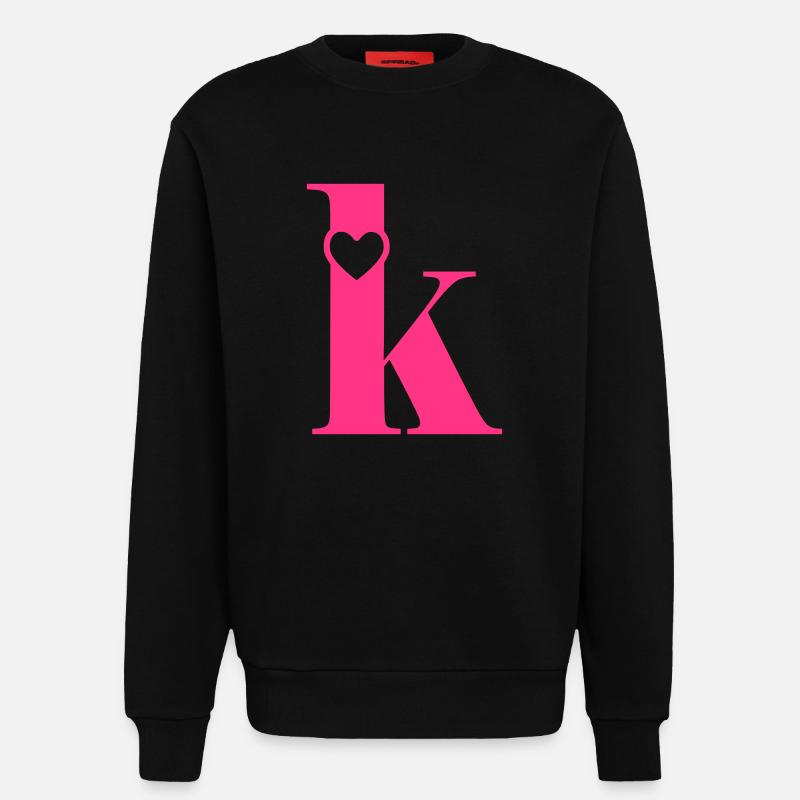 Buchstabe k Anfangsbuchstabe mit Herz - Sweatshirt - made by SPREAD  - SOLID BLACK