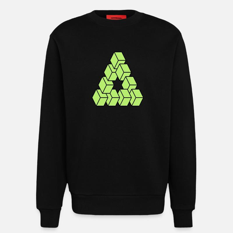 Optical illusion - Impossible figure - Sweat bio décontracté fabriqué en UE - SOLID BLACK