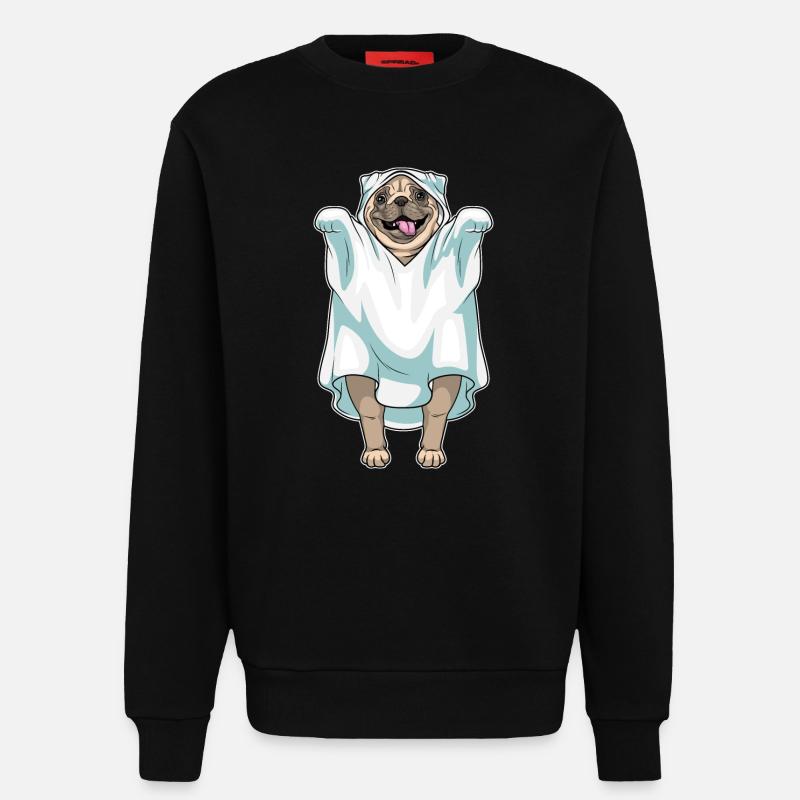 Mops Halloween Geist - Sweatshirt - made by SPREAD  - SOLID BLACK