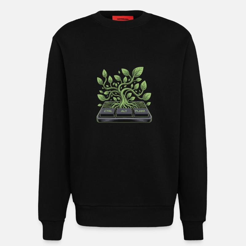 ctrl alt plant garden design - Sweatshirt - made by SPREAD  - SOLID BLACK