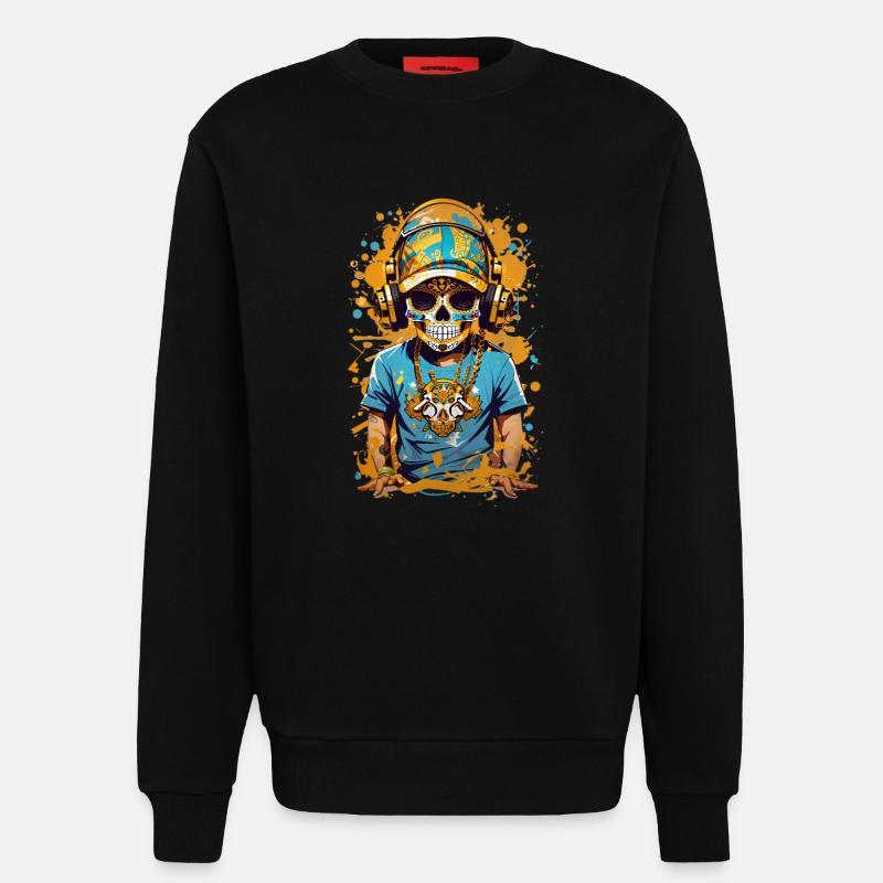 Goldene Zucker Schädel - Sweatshirt - made by SPREAD  - SOLID BLACK