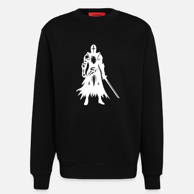 Fier chevalier guerrier avec épée - Sweat bio décontracté fabriqué en UE - SOLID BLACK