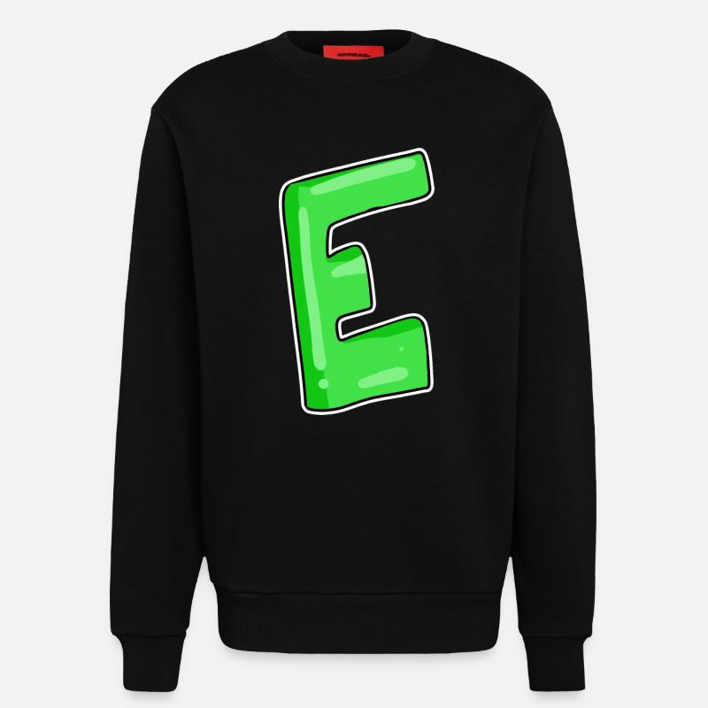 Buchstabe E Anfangsbuchstabe - Sweatshirt - made by SPREAD  - SOLID BLACK
