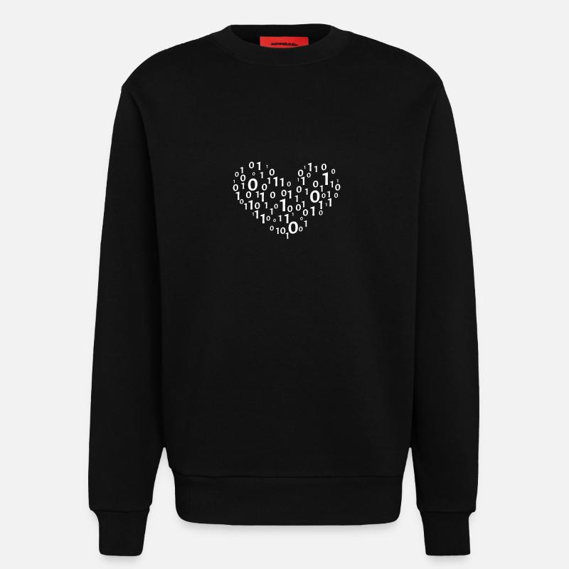 Heart binary coding - Sweatshirt - made by SPREAD  - SOLID BLACK