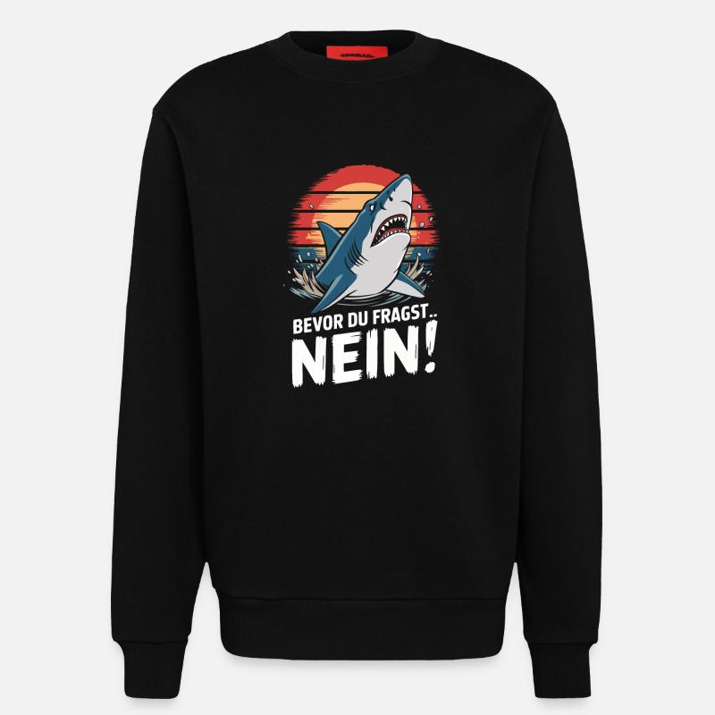 Requin Requin Requins Requin - Sweat bio décontracté fabriqué en UE - SOLID BLACK