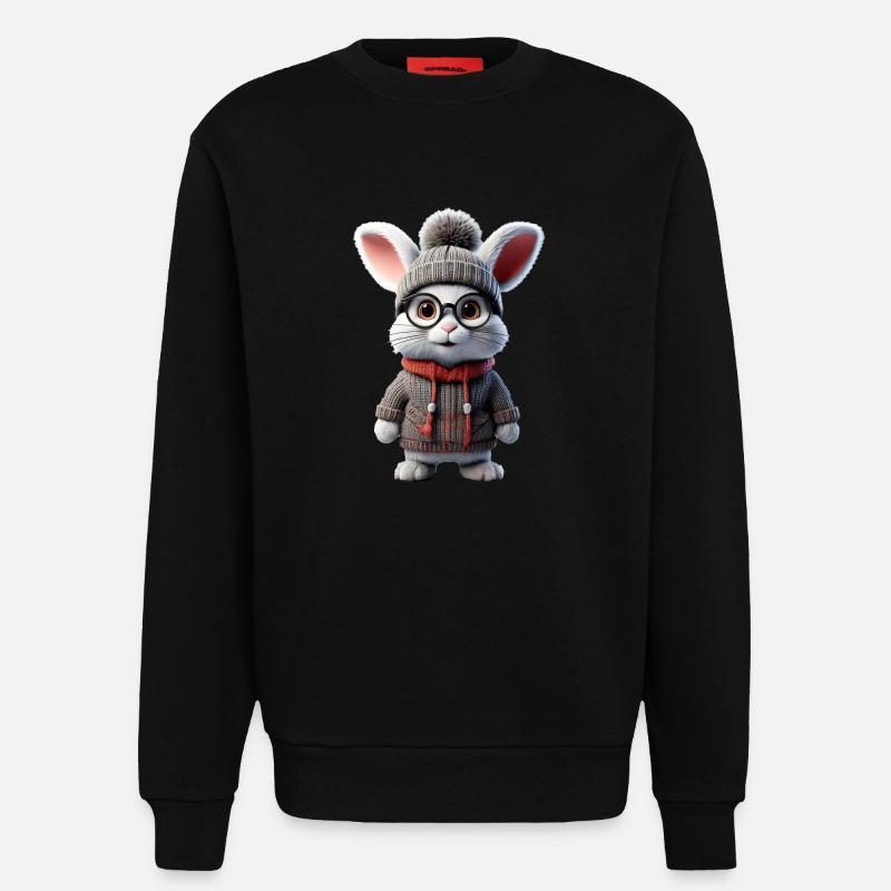 Süsses Kaninchen mit Strickpullover - Sweatshirt - made by SPREAD  - SOLID BLACK