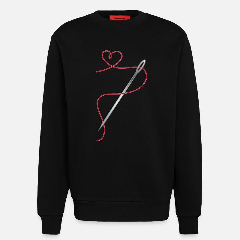 Nadel und Nähgarn mit Herz - Sweatshirt - made by SPREAD  - SOLID BLACK
