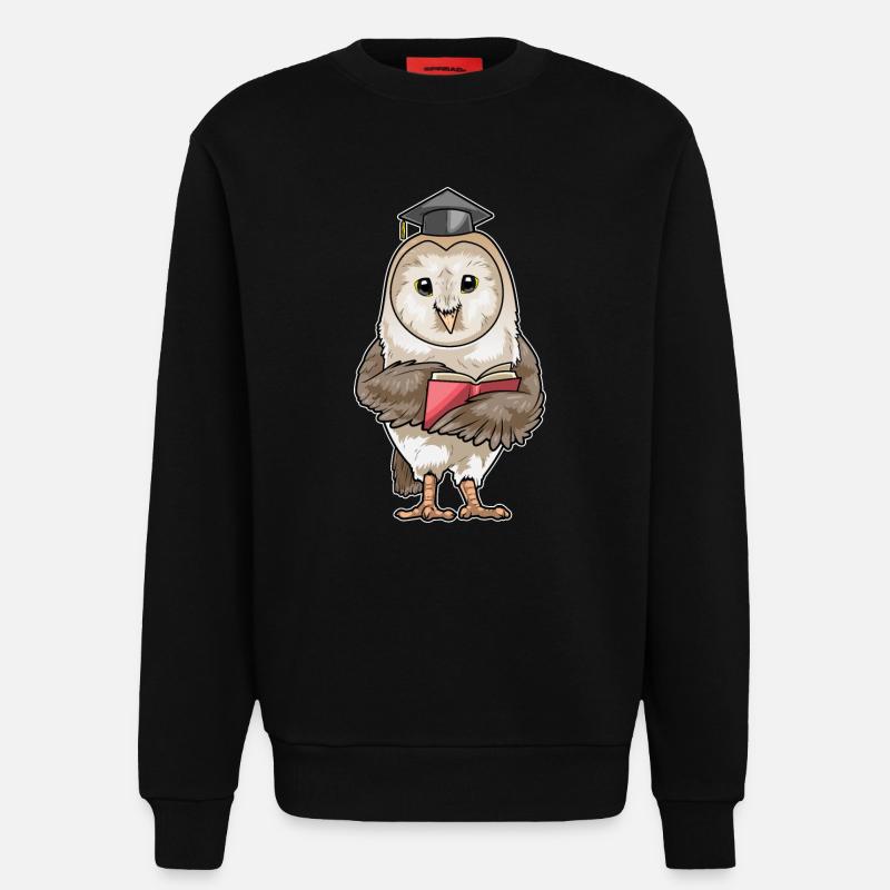Eule Lehrer Buch - Sweatshirt - made by SPREAD  - SOLID BLACK