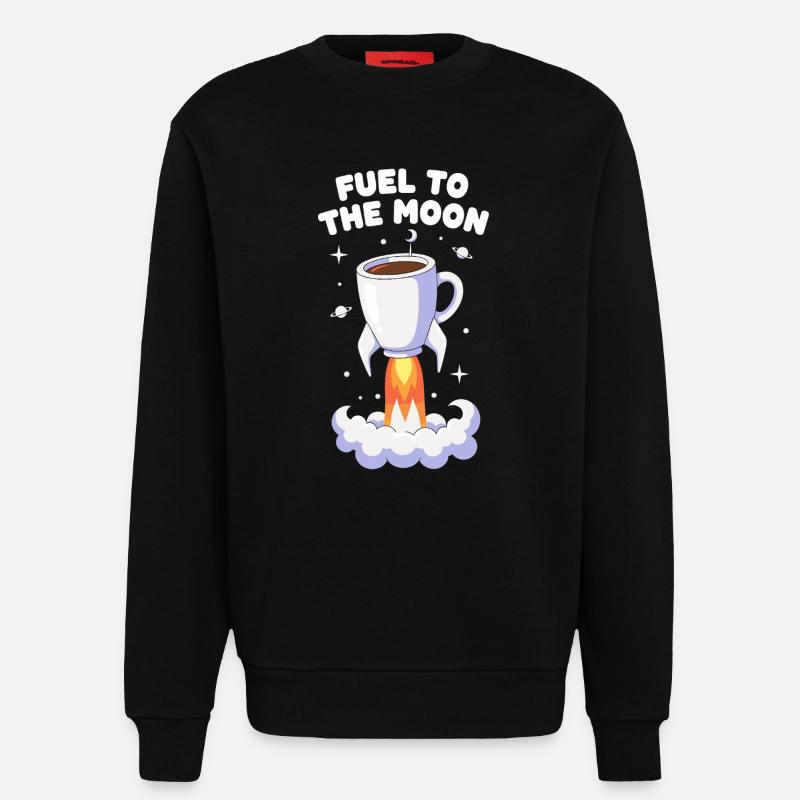 Coffee Rocket Moon Flight - Sweatshirt - made by SPREAD  - SOLID BLACK