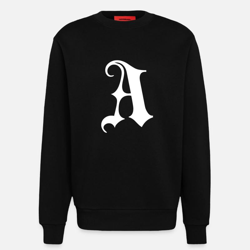 Gothic Monogram A Script - Sweatshirt - made by SPREAD  - SOLID BLACK