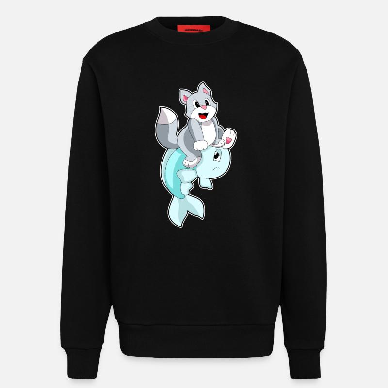 Poisson-chat - Sweat bio décontracté fabriqué en UE - SOLID BLACK