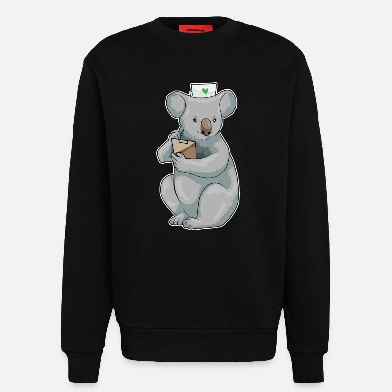 Bloc-notes Koala Nurse - Sweat bio décontracté fabriqué en UE - SOLID BLACK
