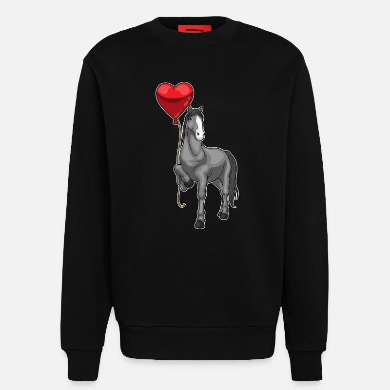Pferd Herz Luftballon - Sweatshirt - made by SPREAD - SOLID BLACK