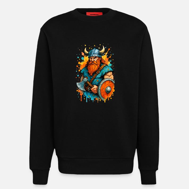 wikinger comic farbklecks - Sweatshirt - made by SPREAD  - SOLID BLACK