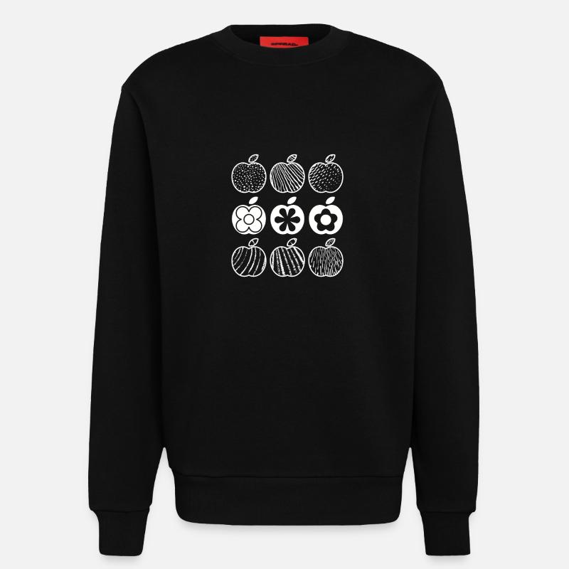 Apple Pattern (White) - Sweatshirt - made by SPREAD  - SOLID BLACK