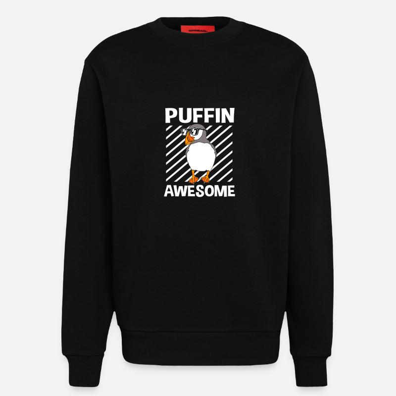 Macareux Papageientaucher - Sweat bio décontracté fabriqué en UE - SOLID BLACK