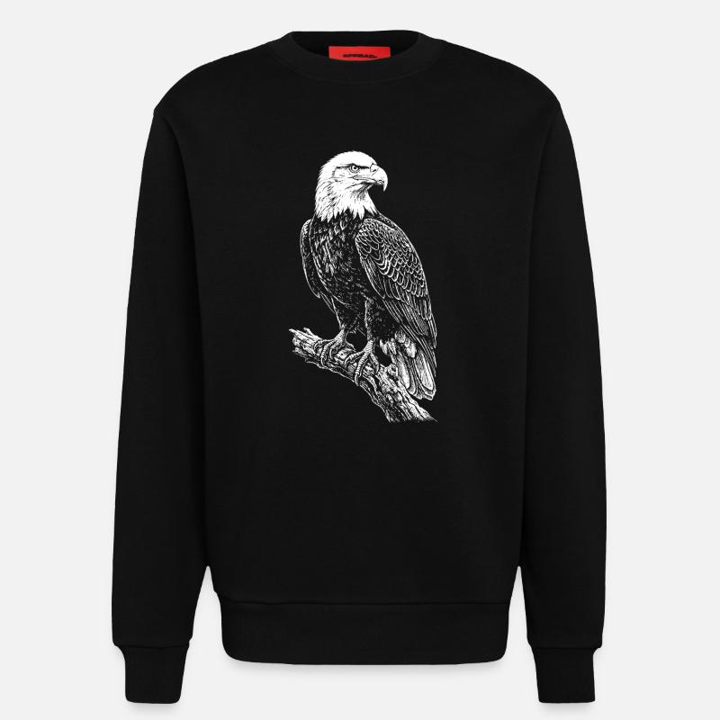 Silhouette d’aigle perché - Sweat bio décontracté fabriqué en UE - SOLID BLACK