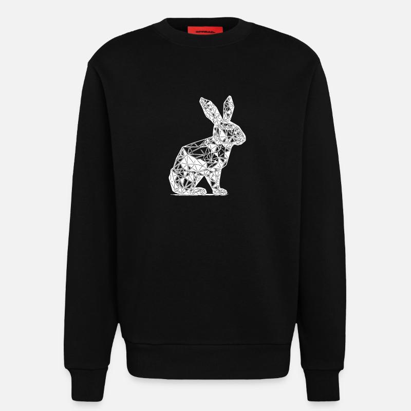 Geometric Lines Rabbit Rabbit Head - Sweatshirt - made by SPREAD - SOLID BLACK