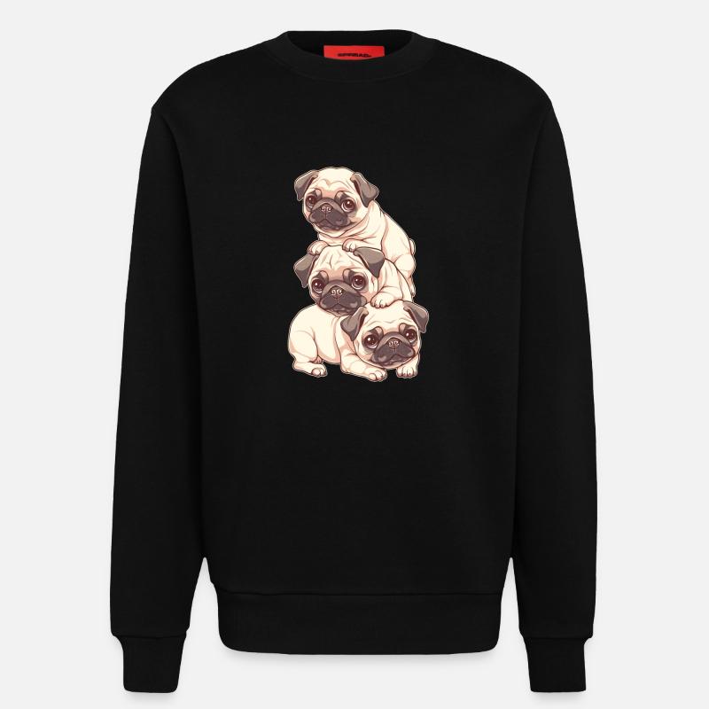 Pug Stack - Sweatshirt - made by SPREAD  - SOLID BLACK