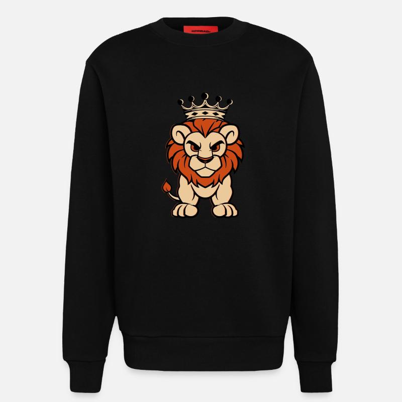 Lion Comic Crown - Sweatshirt - made by SPREAD - SOLID BLACK