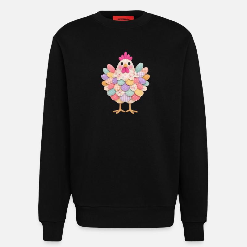 Niedlicher Patchwork-Hennen-Rustikal-Stil - Sweatshirt - made by SPREAD  - SOLID BLACK