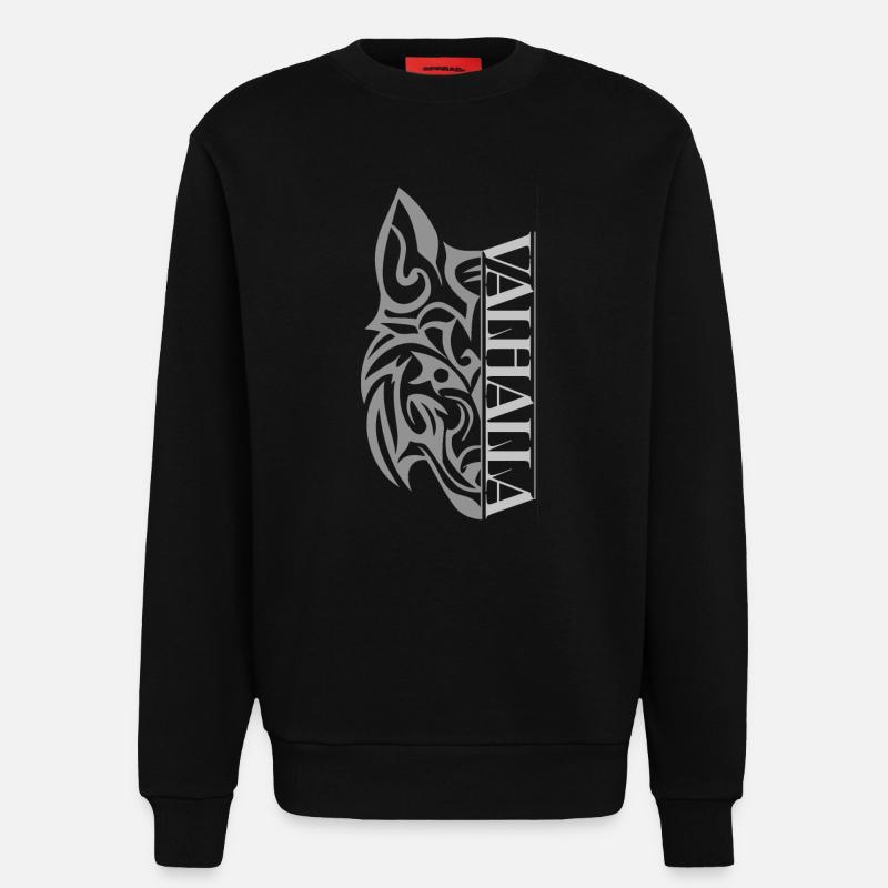 Valhalla Wolf Viking - Sweat bio décontracté fabriqué en UE - SOLID BLACK