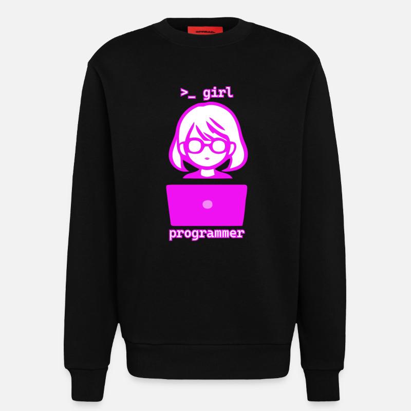 Frau mit Computer girl programmer - Sweatshirt - made by SPREAD  - SOLID BLACK