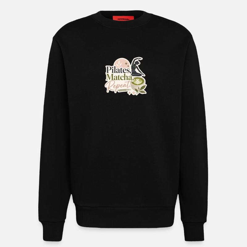 Pilates - Matcha - Repeat - Sweatshirt - made by SPREAD - SOLID BLACK