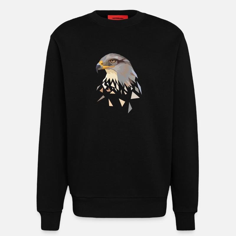 Adler geometrisch Low Poly Adlerkopf - Sweatshirt - made by SPREAD  - SOLID BLACK