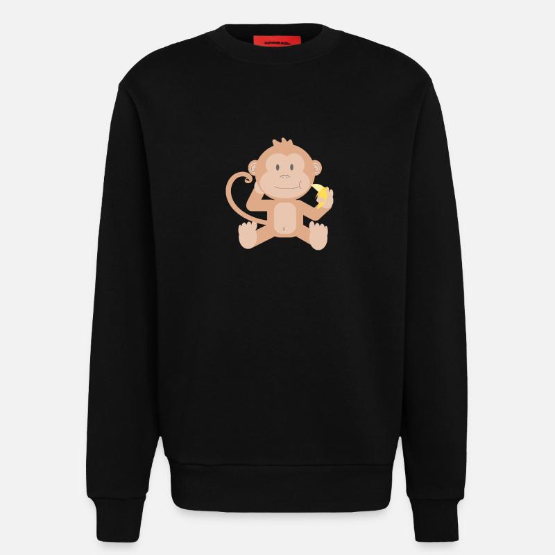 Bébé singe banane - Sweat bio décontracté fabriqué en UE - SOLID BLACK
