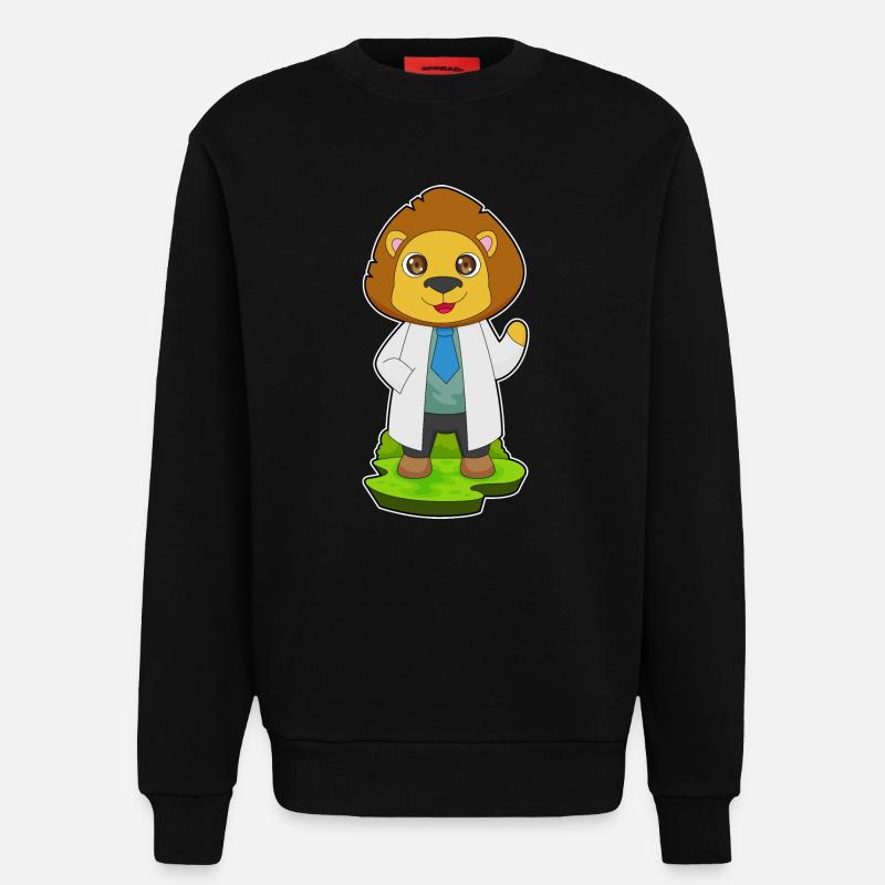 Löwe Arzt Arztkittel - Sweatshirt - made by SPREAD - SOLID BLACK