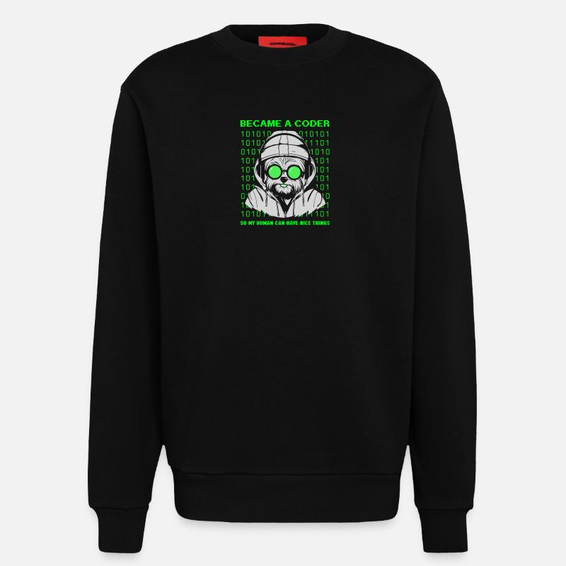 Became a Coder – Cyber Dog Binary - Sweatshirt - made by SPREAD  - SOLID BLACK