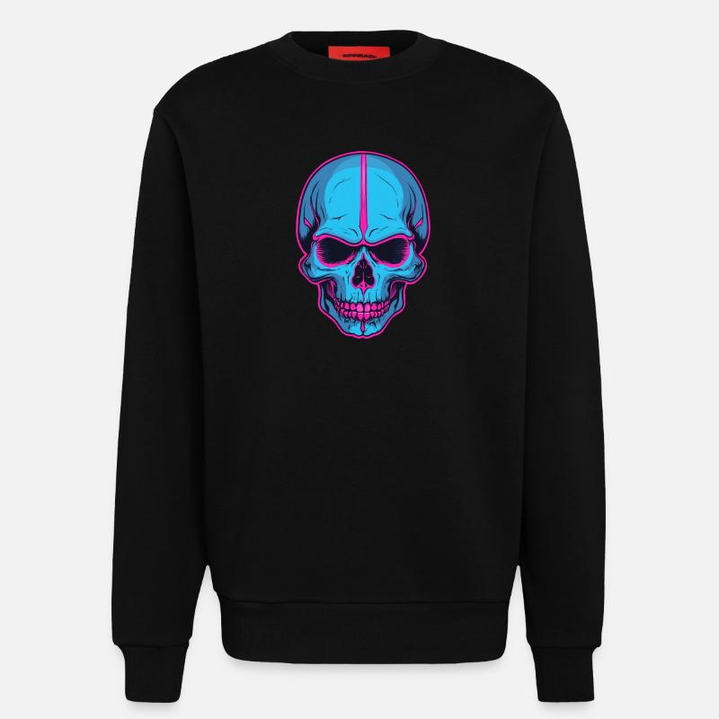 Neon Skull Blaue Schädelflair - Sweatshirt - made by SPREAD - SOLID BLACK