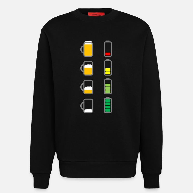 Recharge beer battery - Sweatshirt - made by SPREAD  - SOLID BLACK