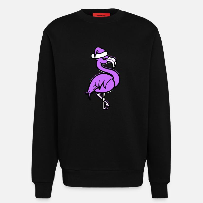 Flamingo Comique Noël - Sweat bio décontracté fabriqué en UE - SOLID BLACK