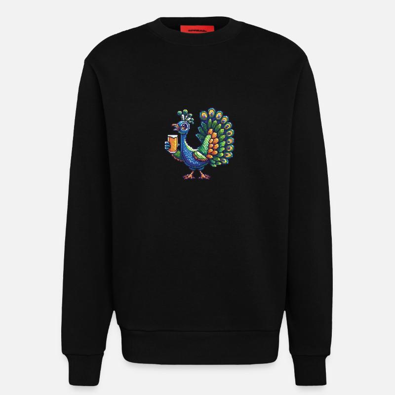 Pfau Vogel Pixel Bier - Sweatshirt - made by SPREAD  - SOLID BLACK