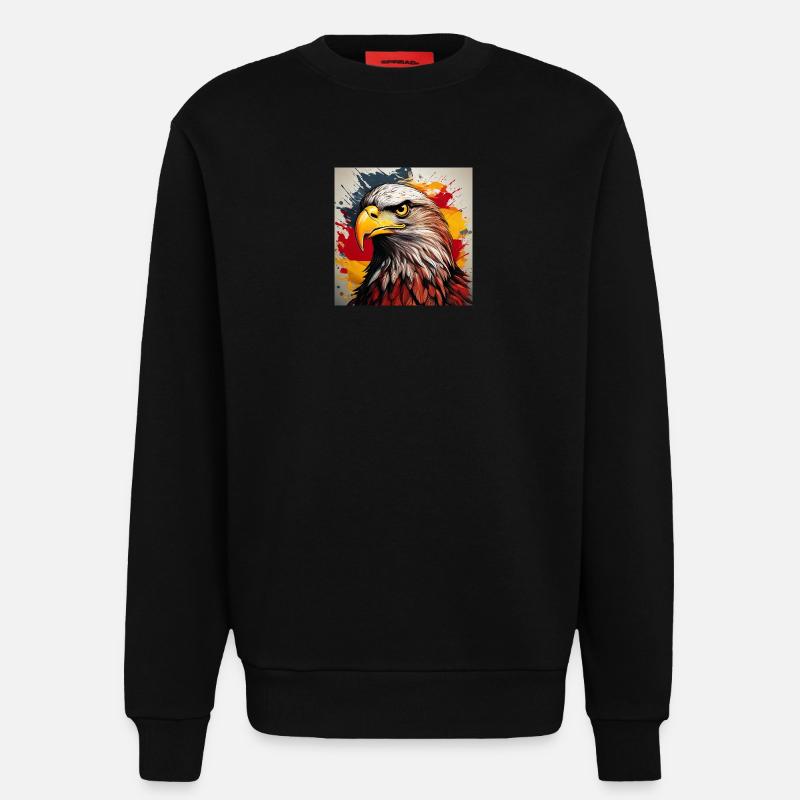 Eagle Head Art Spray Explosion - Sweatshirt - made by SPREAD - SOLID BLACK