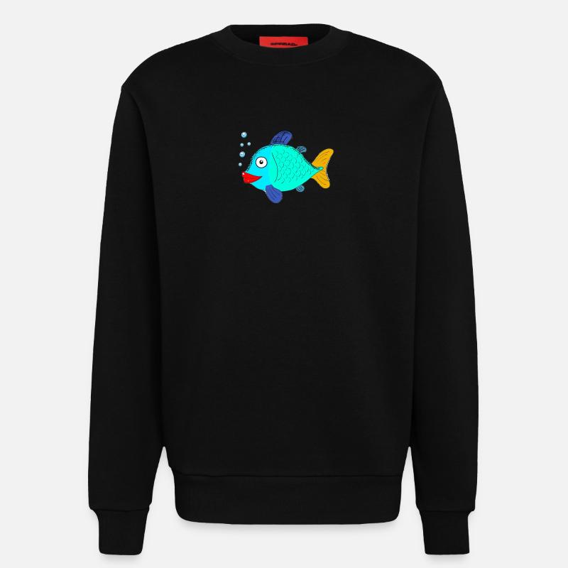 fisch mit Blubberblasen - Sweatshirt - made by SPREAD  - SOLID BLACK