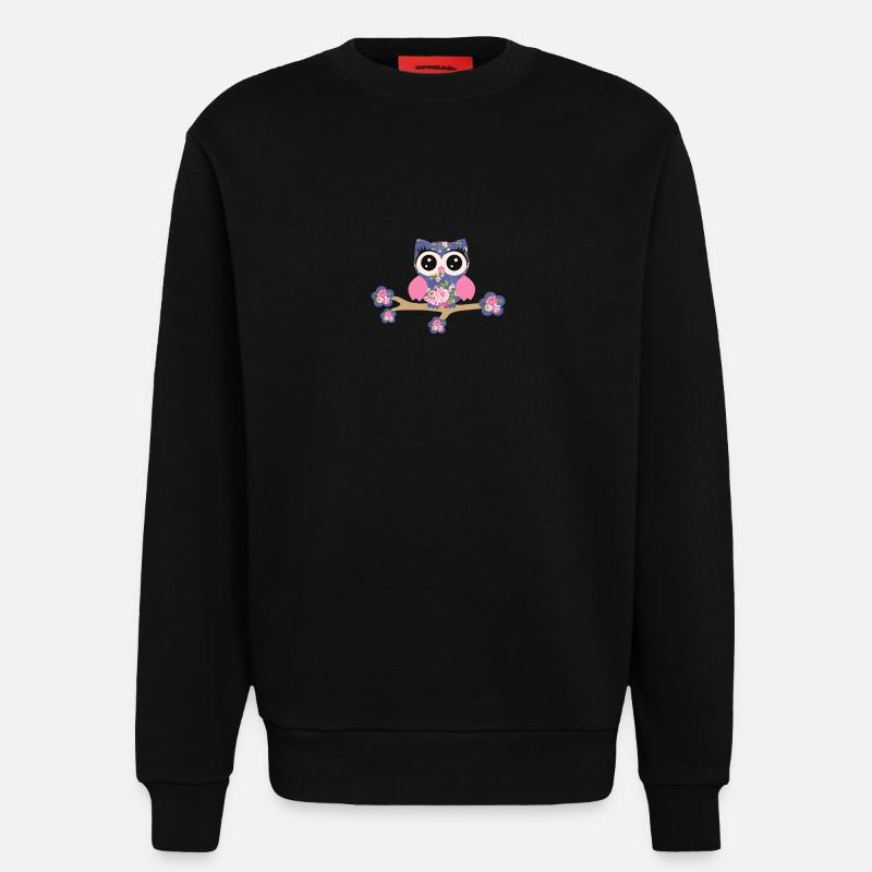 Eule Rosenmuster - Sweatshirt - made by SPREAD  - SOLID BLACK