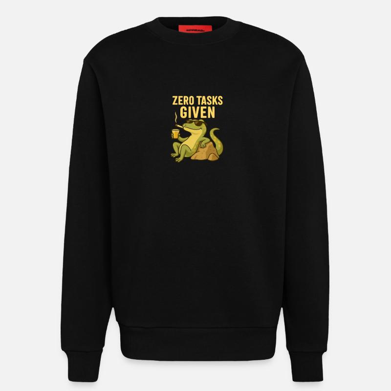 Zero Tasks Given – Gecko Edition - Sweatshirt - made by SPREAD  - SOLID BLACK