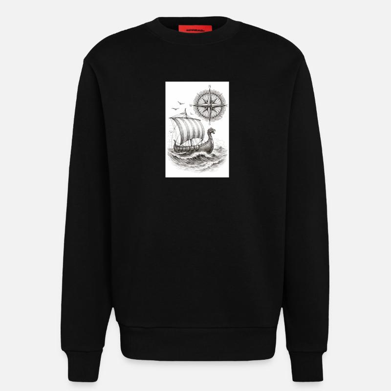 Compass Viking Segelschiff - Sweatshirt - made by SPREAD  - SOLID BLACK