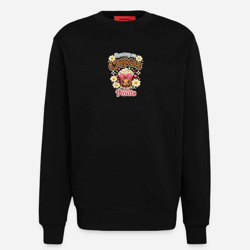Café Chaos Patch Leopard Latte - Sweat bio décontracté fabriqué en UE - SOLID BLACK