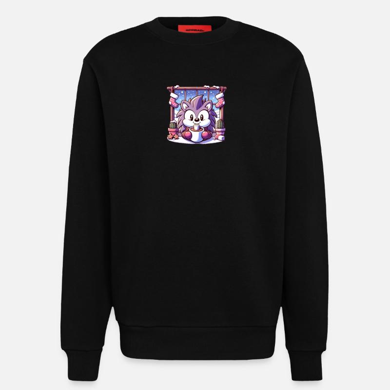 Igel mit Wintermotiv - Sweatshirt - made by SPREAD  - SOLID BLACK