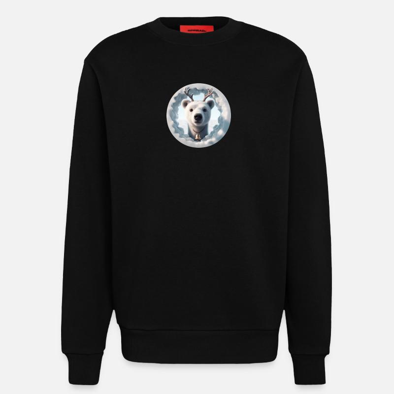 Reindeer head looking through ice - Sweatshirt - made by SPREAD  - SOLID BLACK