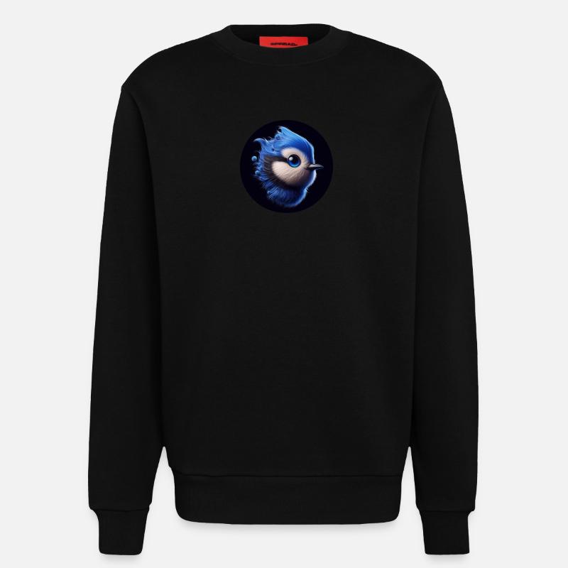 Blauer Vogel im Animationsstil - Sweatshirt - made by SPREAD  - SOLID BLACK