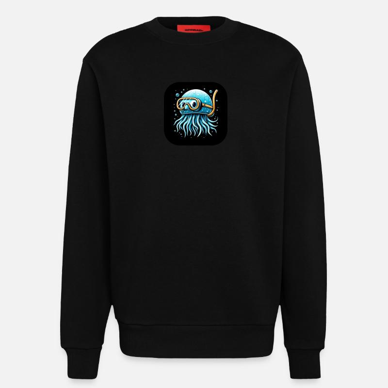 Krake mit Taucherbrille Comic - Sweatshirt - made by SPREAD  - SOLID BLACK
