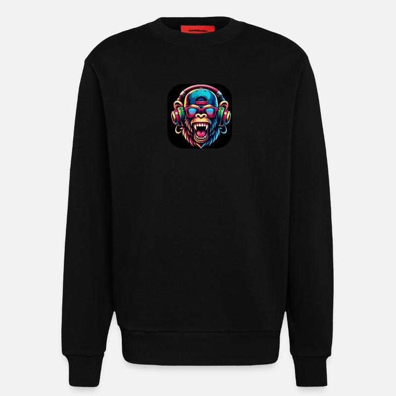 Affe Bunt Zähne Brüllen Cap - Sweatshirt - made by SPREAD  - SOLID BLACK